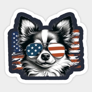 Chihuahua Sunglasses American Flag 4th of July Sticker